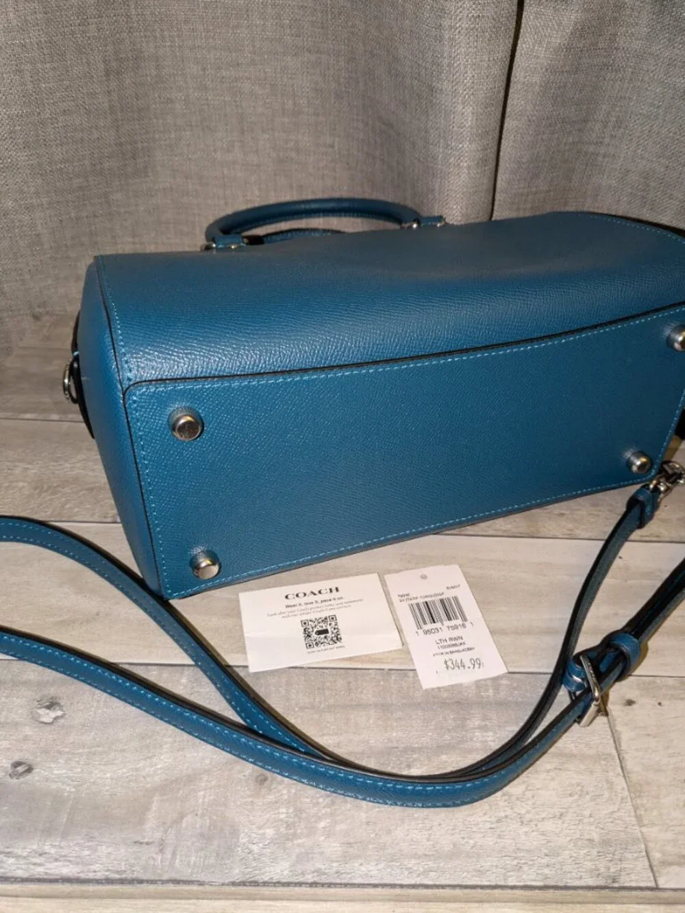 Coach Rowan Satchel Deep Turquoise LIKE NEW - Picture 9 of 12